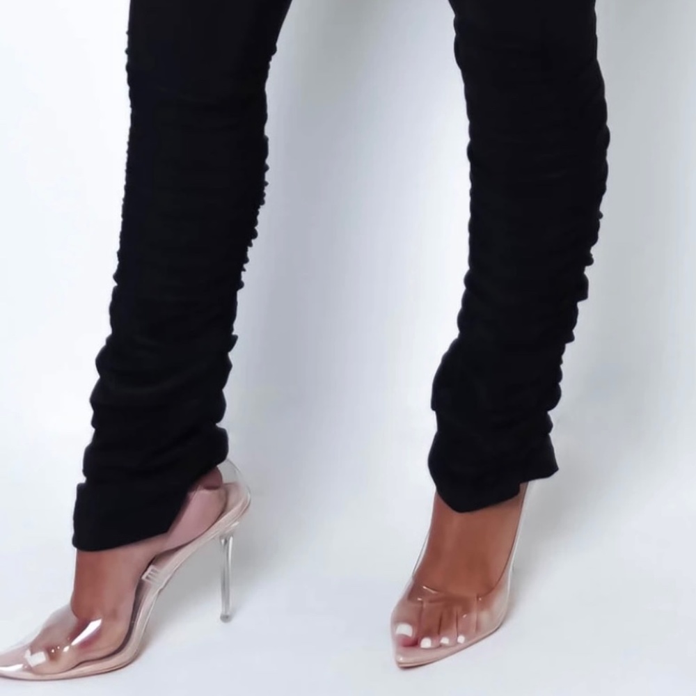 BLACK SCRUNCH LEG LEGGINGS - Picture 6 of 7